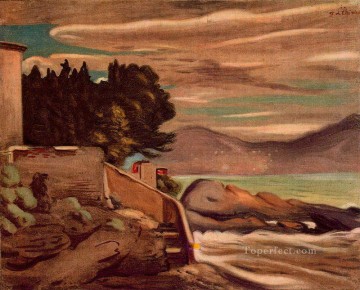 ジョルジョ・デ・キリコ Painting - ジェノバ近郊の風景 ジョルジョ・デ・キリコ 形而上学的シュルレアリスム